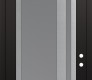 Modern Steel Front Door Diamond C15 36" x 96" black/white frosted Glass Panel stainless steel LHI with Transom mirrored Glass