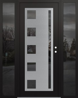 Diamond C3 64" x 80" black/black mirrored Glass Panel stainless steel LHI with 2 Sidelites mirrored Glass