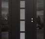 Modern Steel Front Door DIAMOND A10 68" X 80" BLACK/WHITE FROSTED GLASS PANEL BLACK LHI WITH 2 SIDELITES MIRRORED GLASS