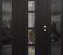 Modern Steel Front Door DIAMOND A10 64" X 80" BLACK/BLACK CLEAR GLASS PANEL BLACK LHI WITH 2 SIDELITES MIRRORED GLASS