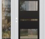Modern Steel Front Door Diamond C10 48" x 80" white/white clear Glass Panel black RHI with Sidelite clear Glass