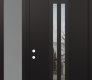 DIAMOND A8 50" X 96" BLACK/BLACK CLEAR GLASS PANEL BLACK LHI WITH SIDELITE AND TRANSOM FROSTED GLASS