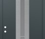 Modern Steel Front Door DIAMOND A3 36" X 96" ANTHRACITE/ANTHRACITE FROSTED GLASS PANEL STAINLESS STEEL RHI WITH TRANSOM FROSTED GLASS