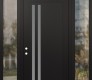 Modern Steel Front Door Diamond C6 68" x 96" black/white frosted Glass Panel black RHI with 2 Sidelites and Transom clear Glass