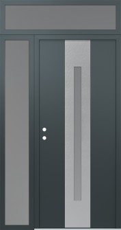 DIAMOND A2 52" X 96" ANTHRACITE/ANTHRACITE FROSTED GLASS PANEL STAINLESS STEEL RHI WITH SIDELITE AND TRANSOM FROSTED GLASS