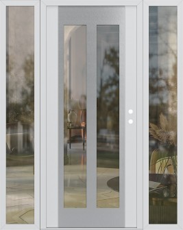 Diamond C14 68" x 80" white/white clear Glass Panel stainless steel LHI with 2 Sidelites clear Glass