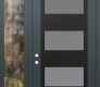 Modern Steel Front Door Diamond C2 52" x 96" anthracite/anthracite frosted Glass Panel black RHI with Sidelite and Transom clear Glass