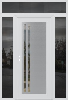 Diamond C6 60" x 96" white/white clear Glass Panel stainless steel RHI with 2 Sidelites and Transom mirrored Glass
