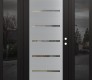 Modern Steel Front Door Diamond C11 68" x 80" black/black clear Glass Panel stainless steel LHI with 2 Sidelites mirrored Glass