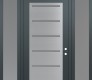 Modern Steel Front Door Diamond C11 64" x 96" anthracite/anthracite frosted Glass Panel stainless steel LHI with 2 Sidelites and Transom frosted Glass