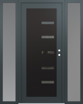 Diamond C8 64" x 80" anthracite/anthracite mirrored Glass Panel black LHI with 2 Sidelites frosted Glass