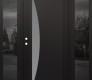 Modern Steel Front Door Diamond C13 68" x 80" black/white frosted Glass Panel black RHI with 2 Sidelites mirrored Glass