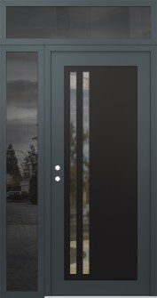 Diamond C6 48" x 96" anthracite/anthracite clear Glass Panel black RHI with Sidelite and Transom mirrored Glass