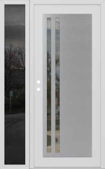 Diamond C6 52" x 80" white/white clear Glass Panel stainless steel RHI with Sidelite mirrored Glass