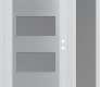 Modern Steel Front Door Diamond C2 48" x 80" white/white frosted Glass Panel stainless steel LHI with Sidelite frosted Glass
