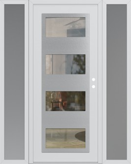 Diamond C2 60" x 80" white/white clear Glass Panel stainless steel LHI with 2 Sidelites frosted Glass