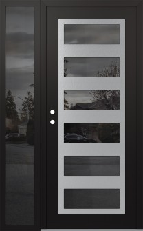 Diamond C9 50" x 80" black/black mirrored Glass Panel stainless steel RHI with Sidelite mirrored Glass