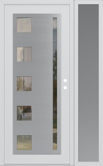 Diamond C3 50" x 80" white/white clear Glass Panel stainless steel LHI with Sidelite frosted Glass