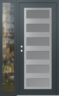 Diamond C9 50" x 80" anthracite/anthracite frosted Glass Panel stainless steel RHI with Sidelite clear Glass