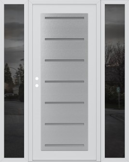 Diamond C11 60" x 80" white/white frosted Glass Panel stainless steel RHI with 2 Sidelites mirrored Glass