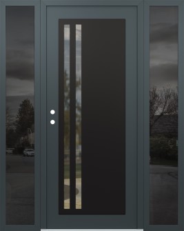 Diamond C6 60" x 80" anthracite/anthracite clear Glass Panel black RHI with 2 Sidelites mirrored Glass