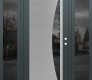 Modern Steel Front Door Diamond C13 60" x 80" anthracite/anthracite mirrored Glass Panel stainless steel LHI with 2 Sidelites mirrored Glass