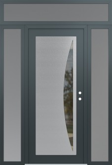 Diamond C13 60" x 96" anthracite/anthracite clear Glass Panel stainless steel LHI with 2 Sidelites and Transom frosted Glass