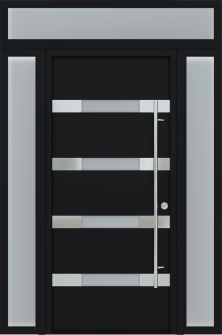 MODERN FRONT STEEL DOOR AURA BLACK/WHITE 61 1/16" X 95 11/16" LHI + SIDELITE LEFT/RIGHT + TRANSOM