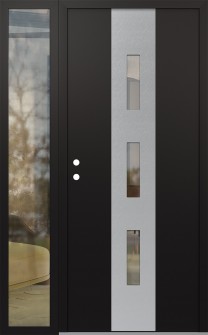 DIAMOND A7 50" X 80" BLACK/BLACK CLEAR GLASS PANEL STAINLESS STEEL RHI WITH SIDELITE CLEAR GLASS