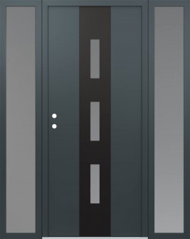 DIAMOND A7 68" X 80" ANTHRACITE/ANTHRACITE FROSTED GLASS PANEL BLACK RHI WITH 2 SIDELITES FROSTED GLASS