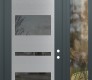 Modern Steel Front Door Diamond C10 48" x 96" anthracite/anthracite mirrored Glass Panel stainless steel LHI with Sidelite and Transom clear Glass