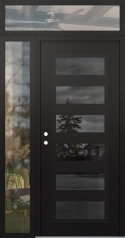 Diamond C9 50" x 96" black/black mirrored Glass Panel black RHI with Sidelite and Transom clear Glass