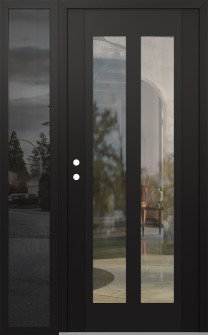 Diamond C14 52" x 80" black/black clear Glass Panel black RHI with Sidelite mirrored Glass