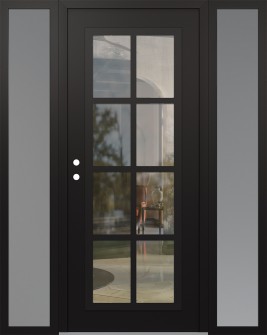 Diamond C16 64" x 80" black/black clear Glass Panel black RHI with 2 Sidelites frosted Glass
