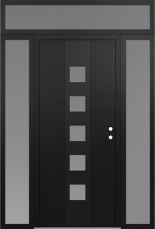 DIAMOND A13 60" X 96" BLACK/WHITE FROSTED GLASS PANEL BLACK LHI WITH 2 SIDELITES AND TRANSOM FROSTED GLASS