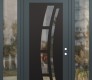 Modern Steel Front Door Diamond C12 60" x 96" anthracite/anthracite clear Glass Panel black LHI with 2 Sidelites and Transom clear Glass