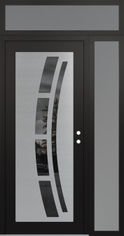 Diamond C12 52" x 96" black/black mirrored Glass Panel stainless steel LHI with Sidelite and Transom frosted Glass