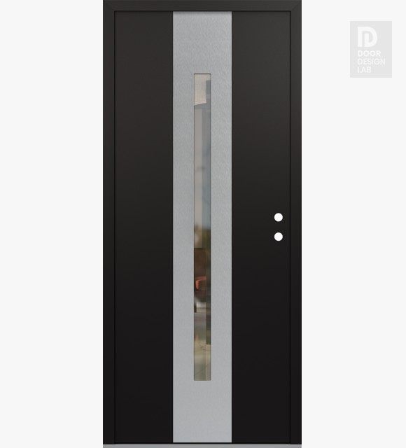 Modern Steel Front Door DIAMOND A2 36" X 80" BLACK/BLACK CLEAR GLASS PANEL STAINLESS STEEL LHI