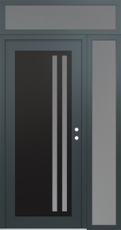 Diamond C6 48" x 96" anthracite/anthracite frosted Glass Panel black LHI with Sidelite and Transom frosted Glass