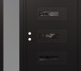 Modern Steel Front Door Diamond D6 50" x 80" black/black mirrored Glass Panel black RHI with Sidelite frosted Glass