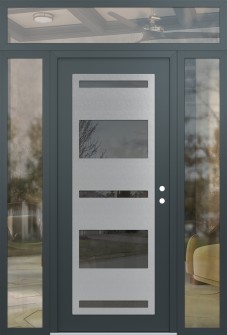 Diamond C10 68" x 96" anthracite/anthracite mirrored Glass Panel stainless steel LHI with 2 Sidelites and Transom clear Glass