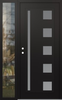 Diamond C3 48" x 80" black/white frosted Glass Panel black RHI with Sidelite clear Glass