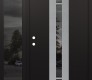Modern Steel Front Door DIAMOND A4 50" X 80" BLACK/BLACK MIRRORED GLASS PANEL STAINLESS STEEL RHI WITH SIDELITE MIRRORED GLASS
