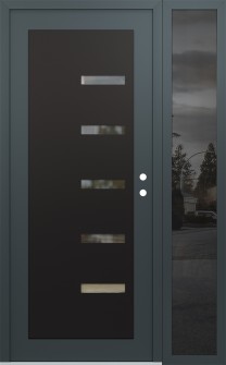 Diamond C8 48" x 80" anthracite/anthracite clear Glass Panel black LHI with Sidelite mirrored Glass