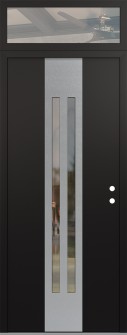 DIAMOND A8 36" X 96" BLACK/BLACK CLEAR GLASS PANEL STAINLESS STEEL LHI WITH TRANSOM CLEAR GLASS