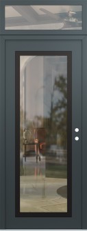 Diamond C1 36" x 96" anthracite/anthracite clear Glass Panel black LHI with Transom clear Glass