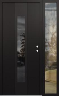 DIAMOND A1 52" X 80" BLACK/BLACK MIRRORED GLASS PANEL BLACK LHI WITH SIDELITE CLEAR GLASS