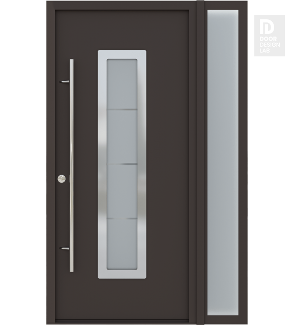 MODERN FRONT STEEL DOOR ARGOS BROWN/WHITE 49 1/4" X 81 11/16" RHI + SIDELITE RIGHT