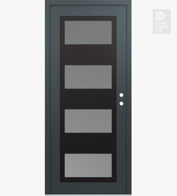 Modern Steel Front Door Diamond C2 36" x 80" anthracite/anthracite frosted Glass Panel black LHI
