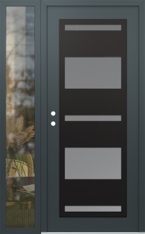 Diamond C10 52" x 80" anthracite/anthracite frosted Glass Panel black RHI with Sidelite clear Glass